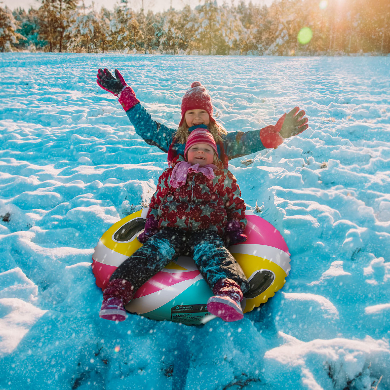 Wal\u0026mart Deals tumgatte Snow Tube for Winter Inflatable 32 Inch Heavy Duty Snow Sleds for Kids and Adults Summer Savings
